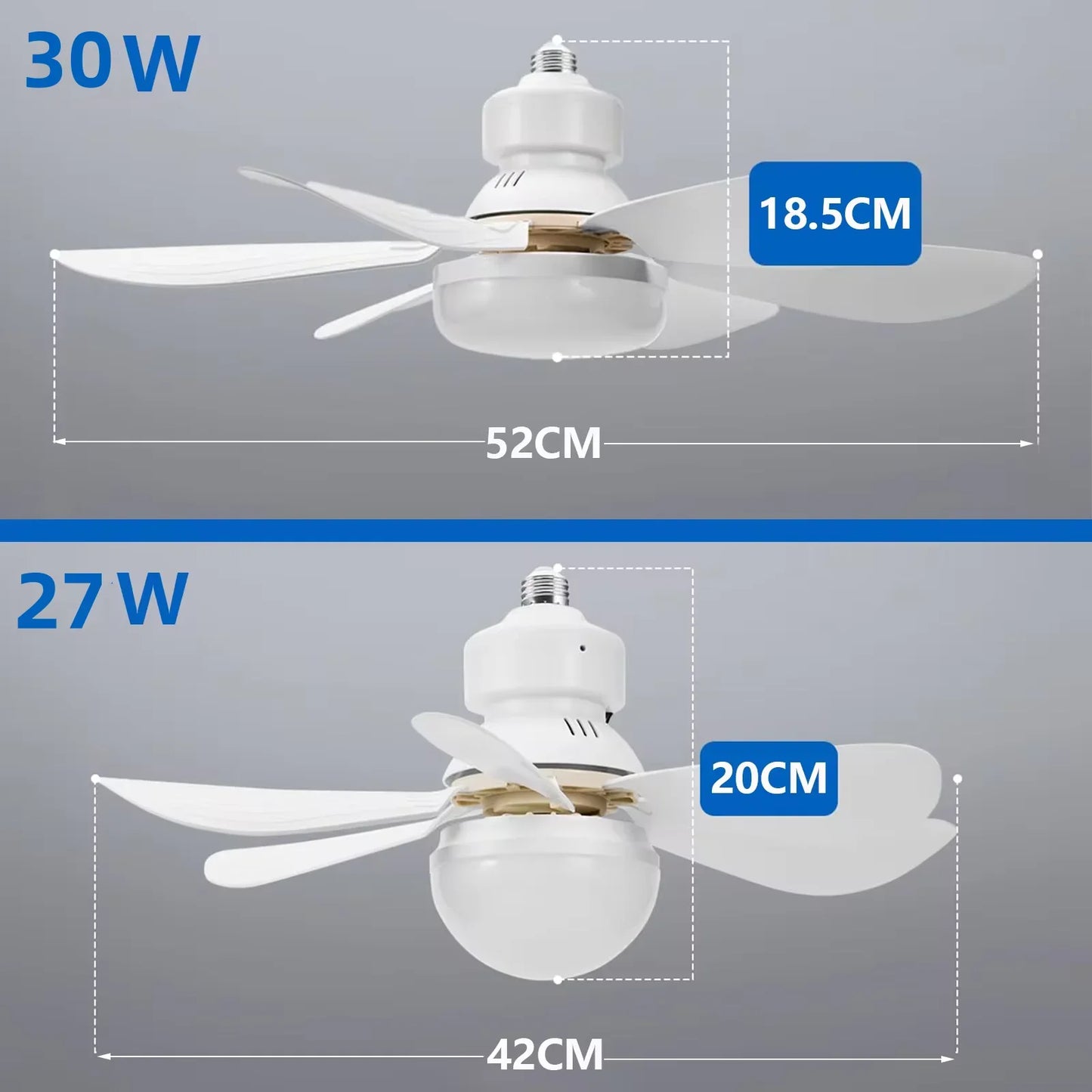 LED 40W ceiling fan light E27 with remote control for dimming,