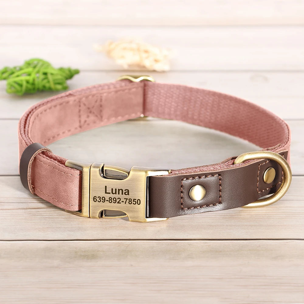 Free Custom PU Leather Dog Collar Engraved Dog Collars