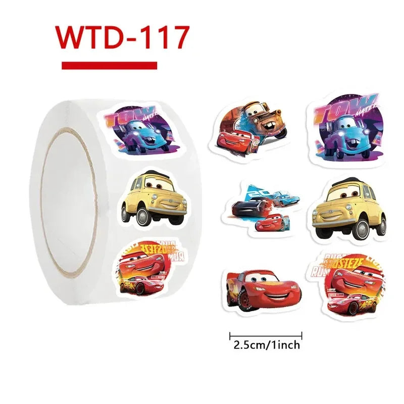500Pcs/Roll Disney Cars Cartoon Stickers Lightning
