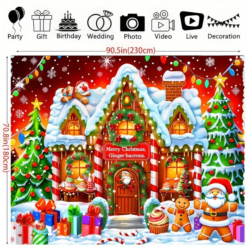Christmas background cloth, equipped with cookie statues, gifts
