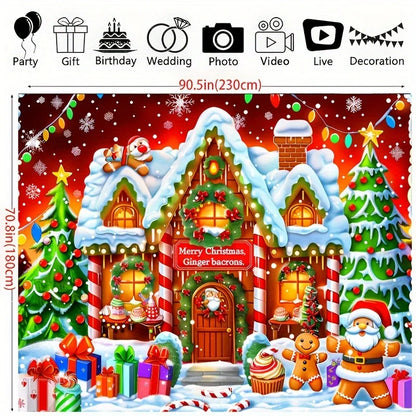 Christmas background cloth, equipped with cookie statues, gifts