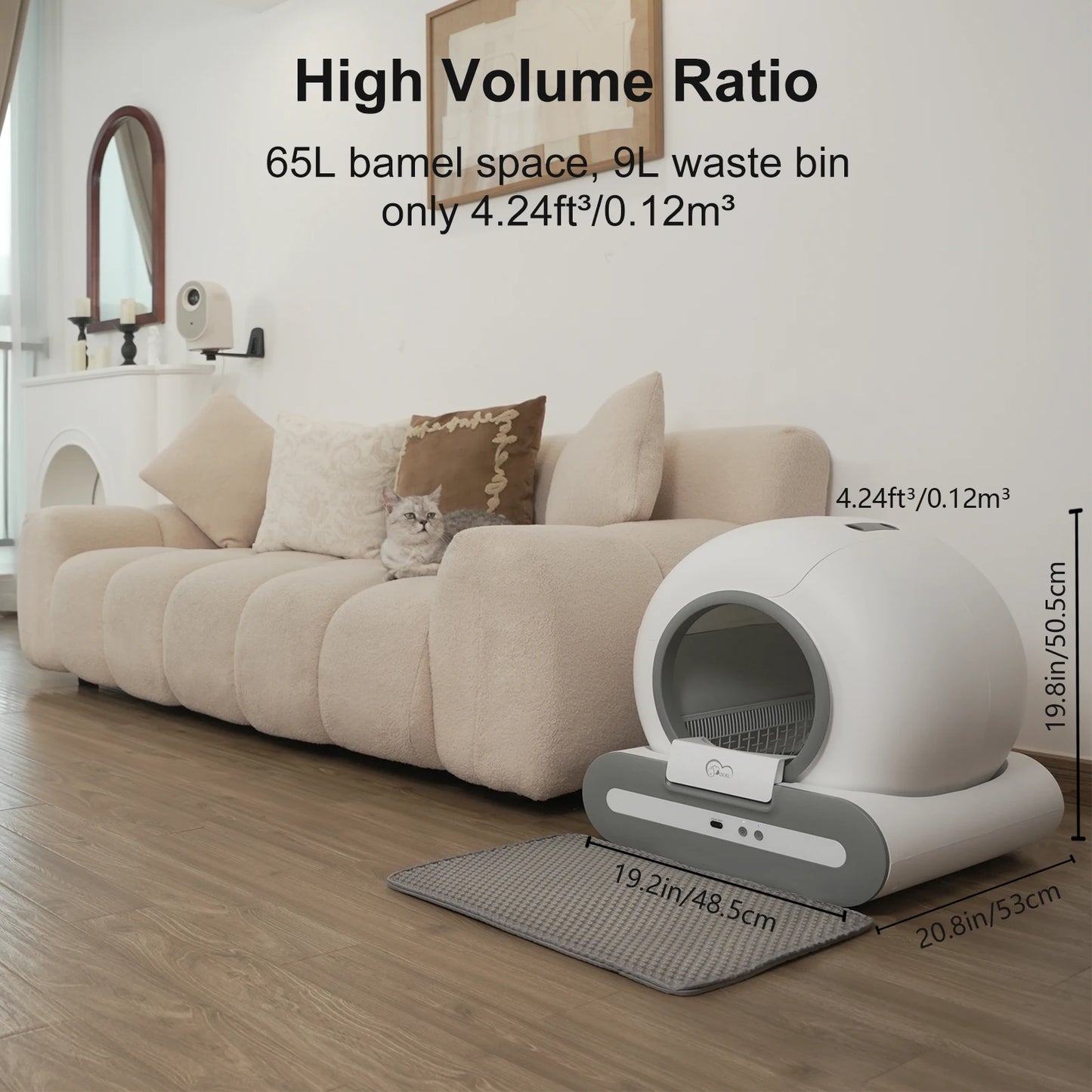 DOEL 65L Self-Cleaning Cat Litter Box App Control, ONLY Supports 2.4G WiFi