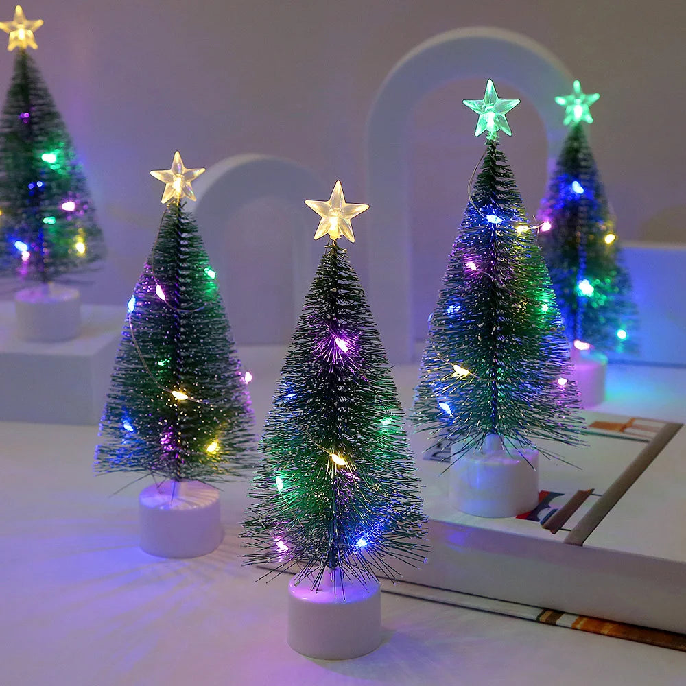 Mini Christmas Trees with LED Light Decor Tabletop Crafting DIY