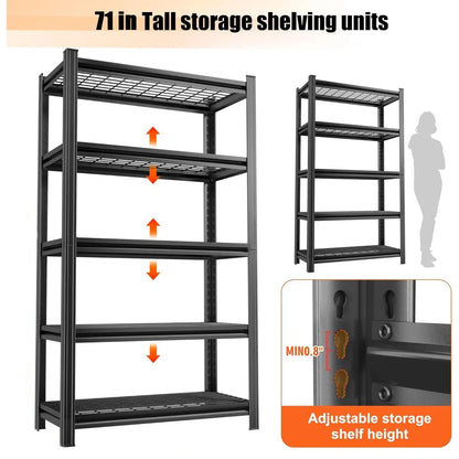 Heavy Duty Garage Shelving Metal Frame 5-Shelf