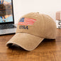 USA American Flag Embroidered Washed Cotton Baseball Cap
