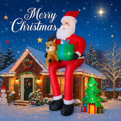 9.5FT Inflatable Christmas Santa Claus Decoration Reindeer