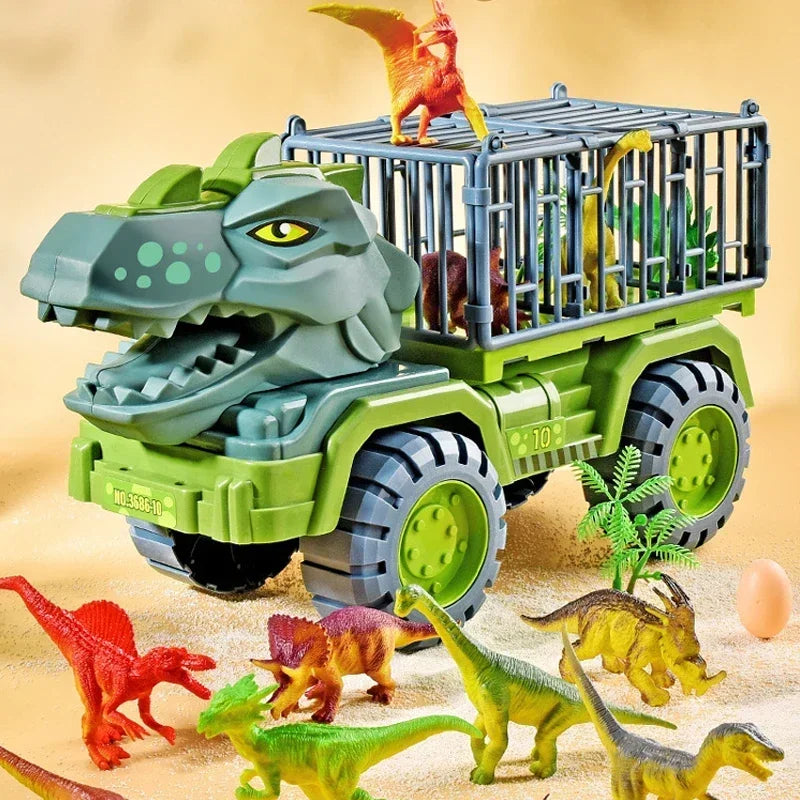 Boys Car Toys Dinosaur Truck Transport Carrier Vehicle Dino Animal