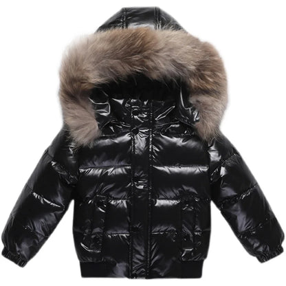 2025 Winter Toddler Boys Down Jacket Fur Waterproof