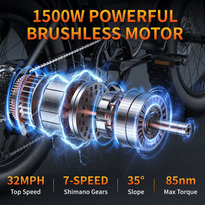 Kickwey K7 Off-Road Electric Bike 1500W Motor