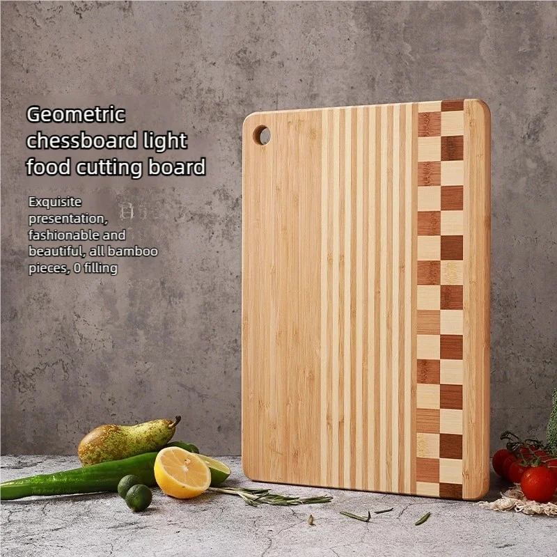 bamboo cutting board, checkerboard steak plate,