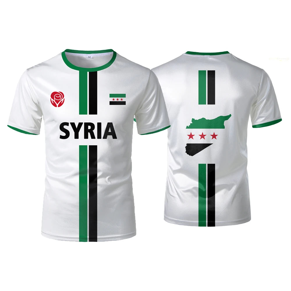 Syrian Flag Football Jerseys Men's Sports T-shirts Syrian National Emblem