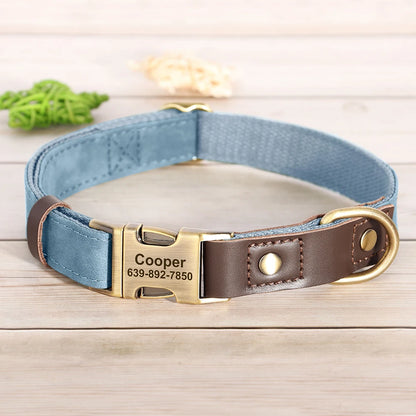 Free Custom PU Leather Dog Collar Engraved Dog Collars