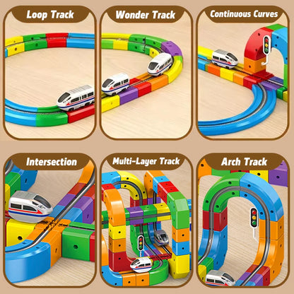 New 51PCS Magical Track Train USB Rechargeable 3D