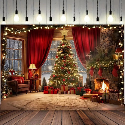 Christmas tree and fireplace  background