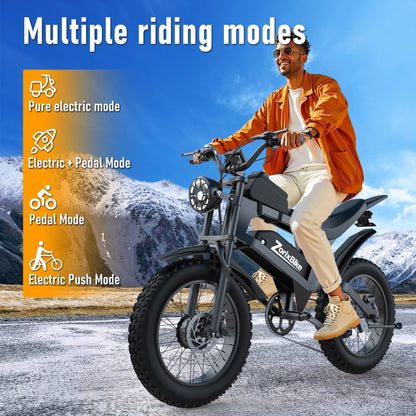 ZorixBike R8 Pro Electric Off-Road Bike 20x4.0 3000W 35Mph 80Mile 48V 20Ah