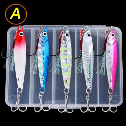 5pcs Metal Jig Fishing Lure Weights 7g-40g Trolling