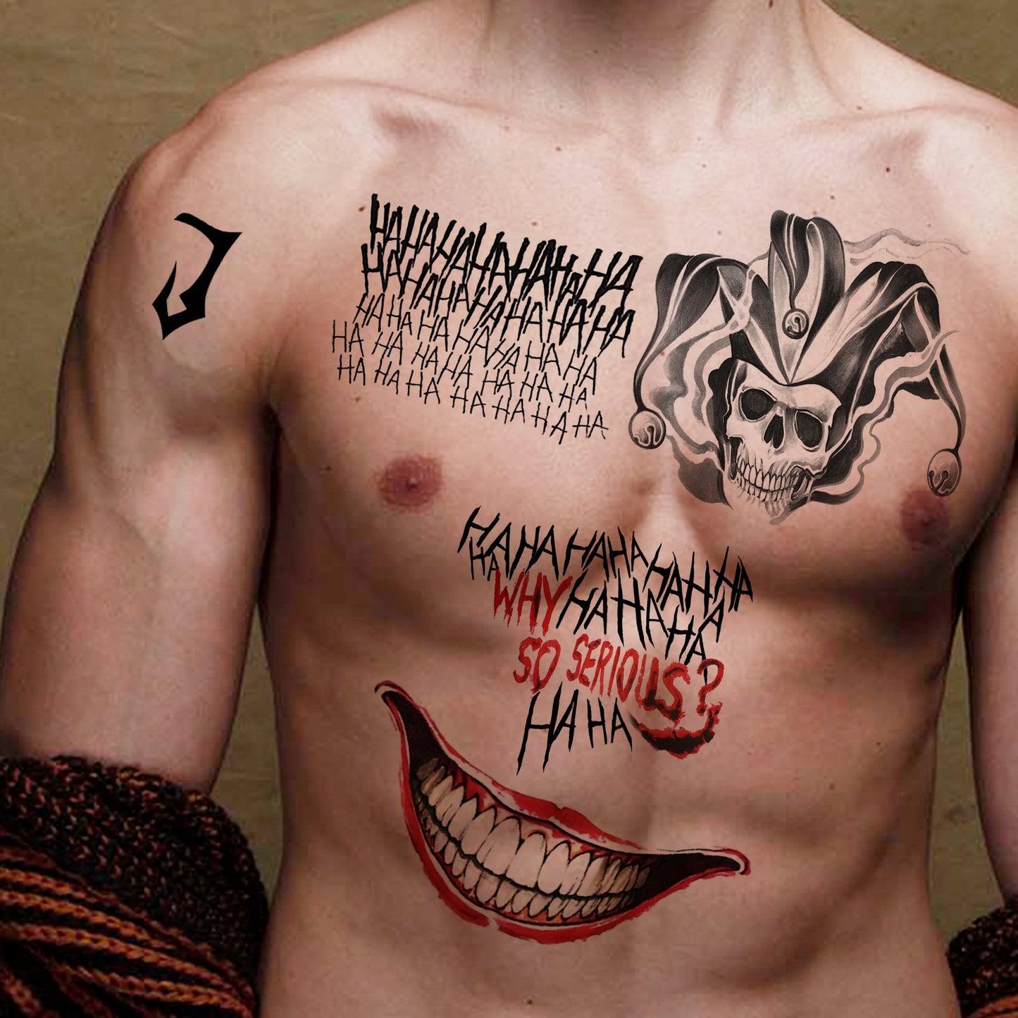 5 Sheets Crazy Joker Halloween Tattoos Evil Skull