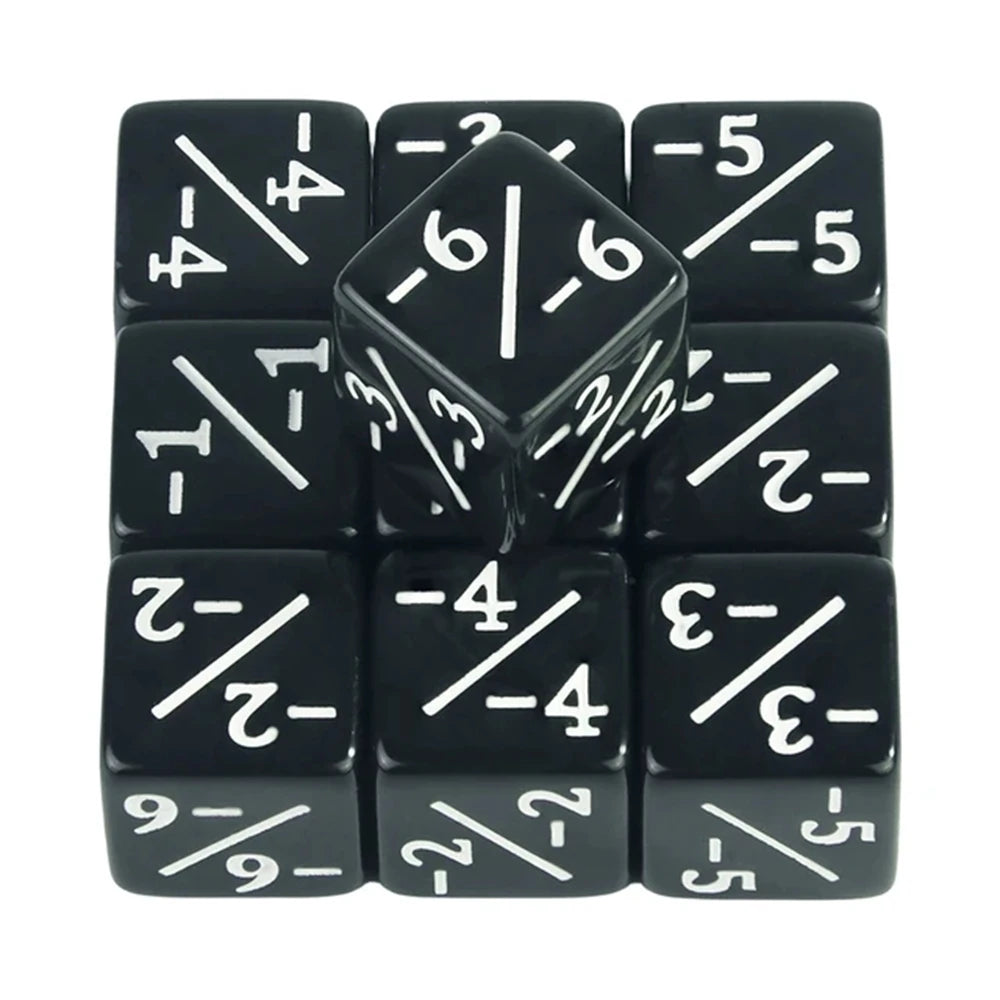 10pcs/set Six Sided Dice Set D6 Counters +1/+1 and -1/-1 Set for Math Teaching ,Kid Arithmetic Toys, Card Game Accessories