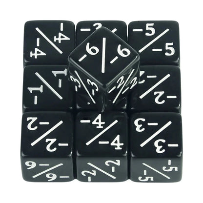 10pcs/set Six Sided Dice Set D6 Counters +1/+1 and -1/-1 Set for Math Teaching ,Kid Arithmetic Toys, Card Game Accessories