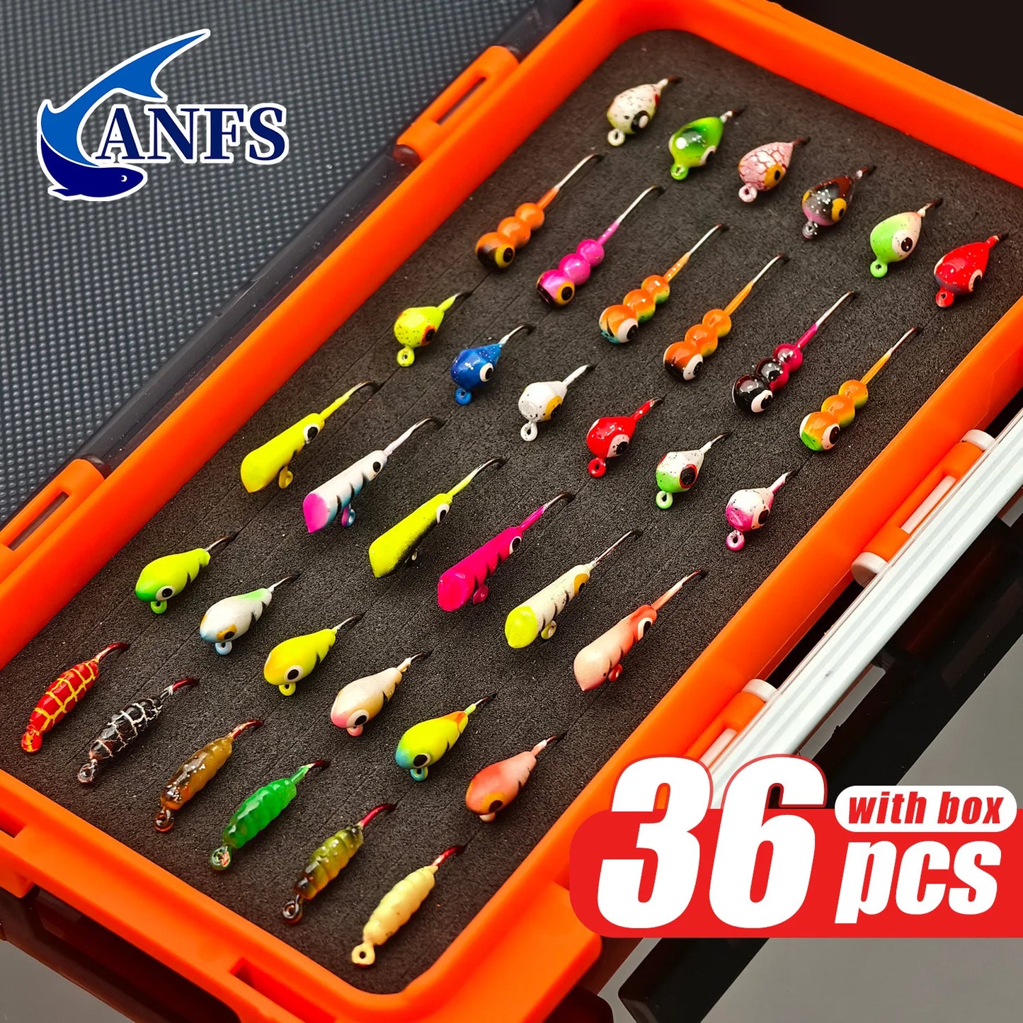 ANFS Ice Fishing Jigs 36pcs Ice Fishing Lures, Walleye Jig
