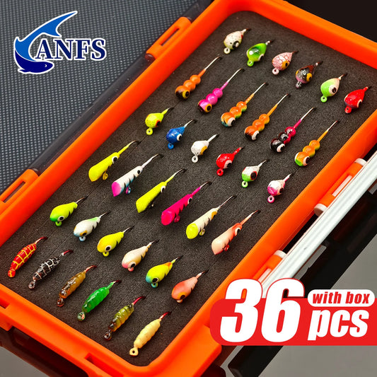 ANFS Ice Fishing Jigs 36pcs Ice Fishing Lures, Walleye Jig