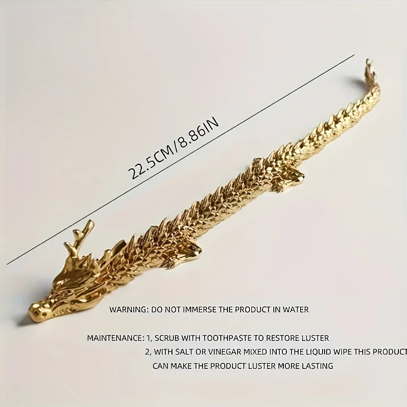Majestic 3D alloy golden dragon statue with movable limbs