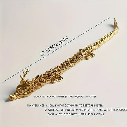 Majestic 3D alloy golden dragon statue with movable limbs