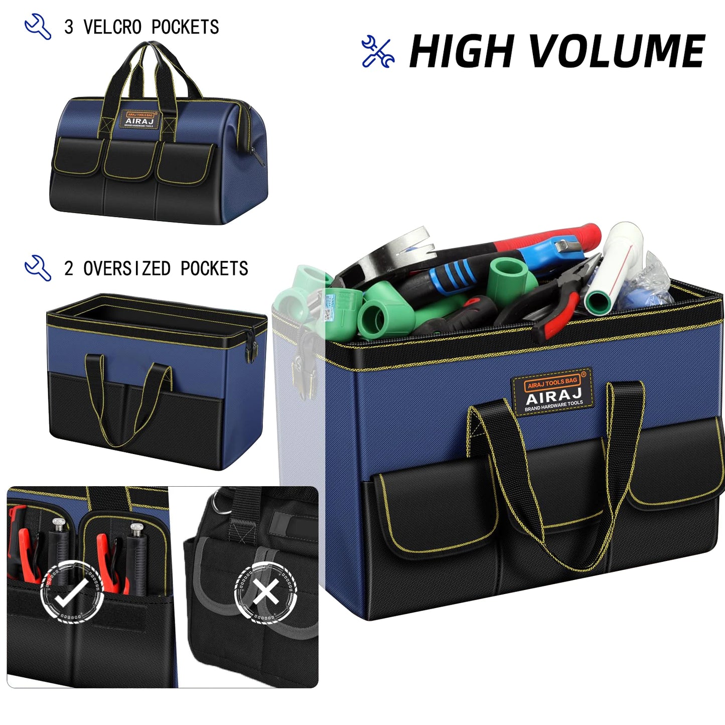 AIRAJ Multifunctional Tool Bags 1680D Oxford Cloth Electrician