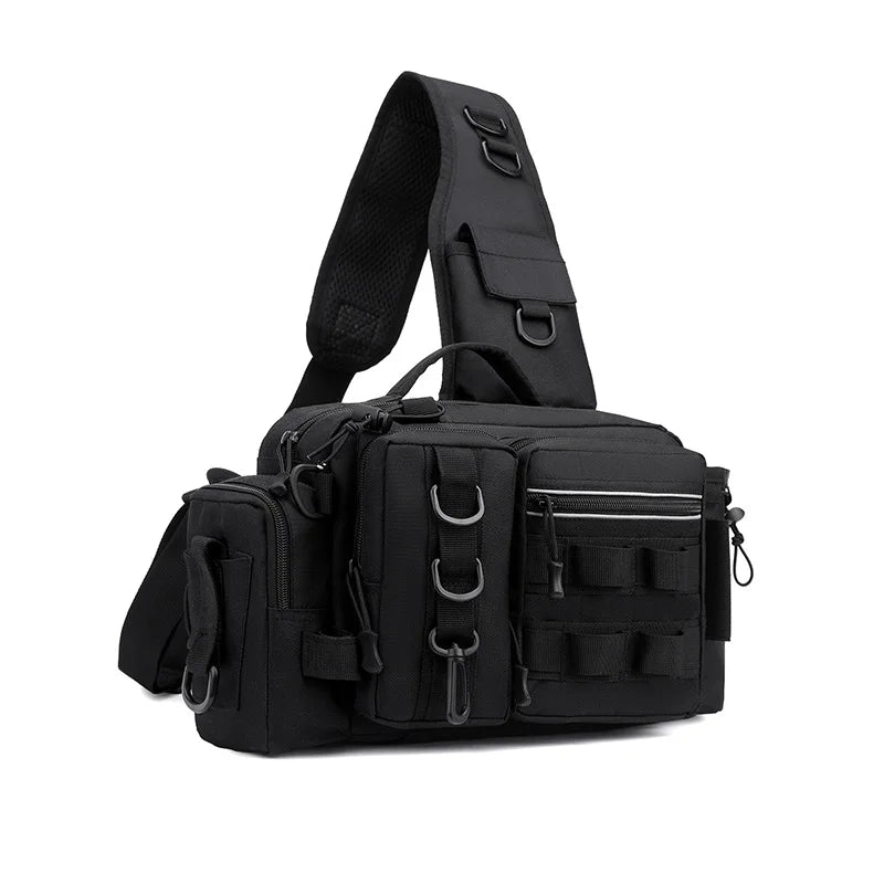 Fishing gear backpack with bait box equipment storage bag