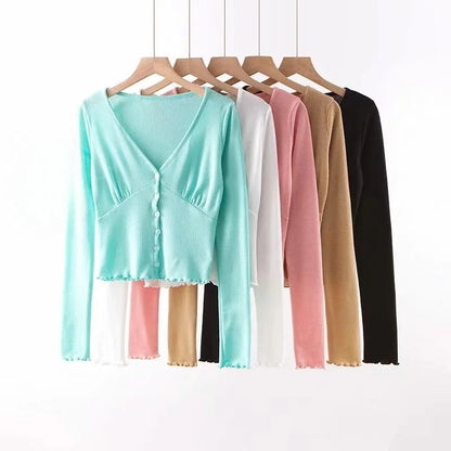 Slim Fit Women's Long Cardigan V-Ne Sweater Sexy T-irt