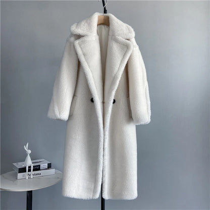 Winter Jacket Women Long Coat  Wool Woven