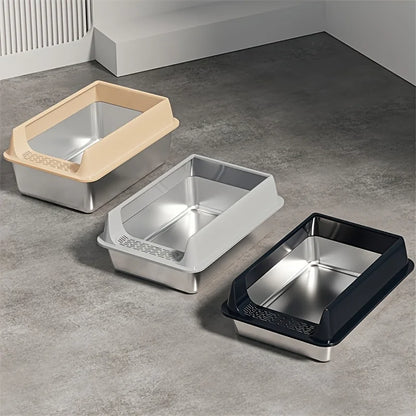 Stainless Steel Litter Box, Semi-enclosed Splash-proof And Leak-proof