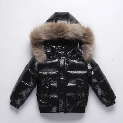 2025 Winter Toddler Boys Down Jacket Fur Waterproof