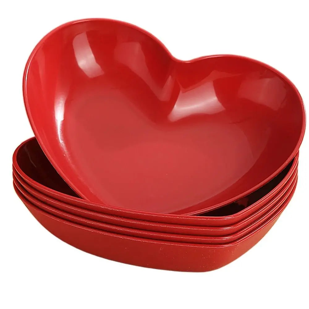 5/10Pcs Multi-Purpose Plastic Red Love Plate Heart-shaped Creative Love Fruit Plate Durable Reusable Snack Love Tray Cake Plate