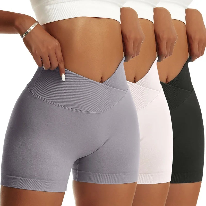 3 Pieces Women Solid Peach Hip Sports Pants High Elastic