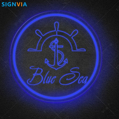 Custom "BLUE SEA" Anchor Nautical Shipboard Neon Sign