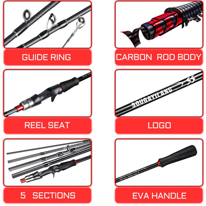 Sougayilang 1.8m 2.1m Lure Fishing Rod Carbon Fiber