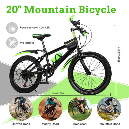 20 Inch Mountain Bike 7 Speed Gears, Adjustable Seat Kids' Bike