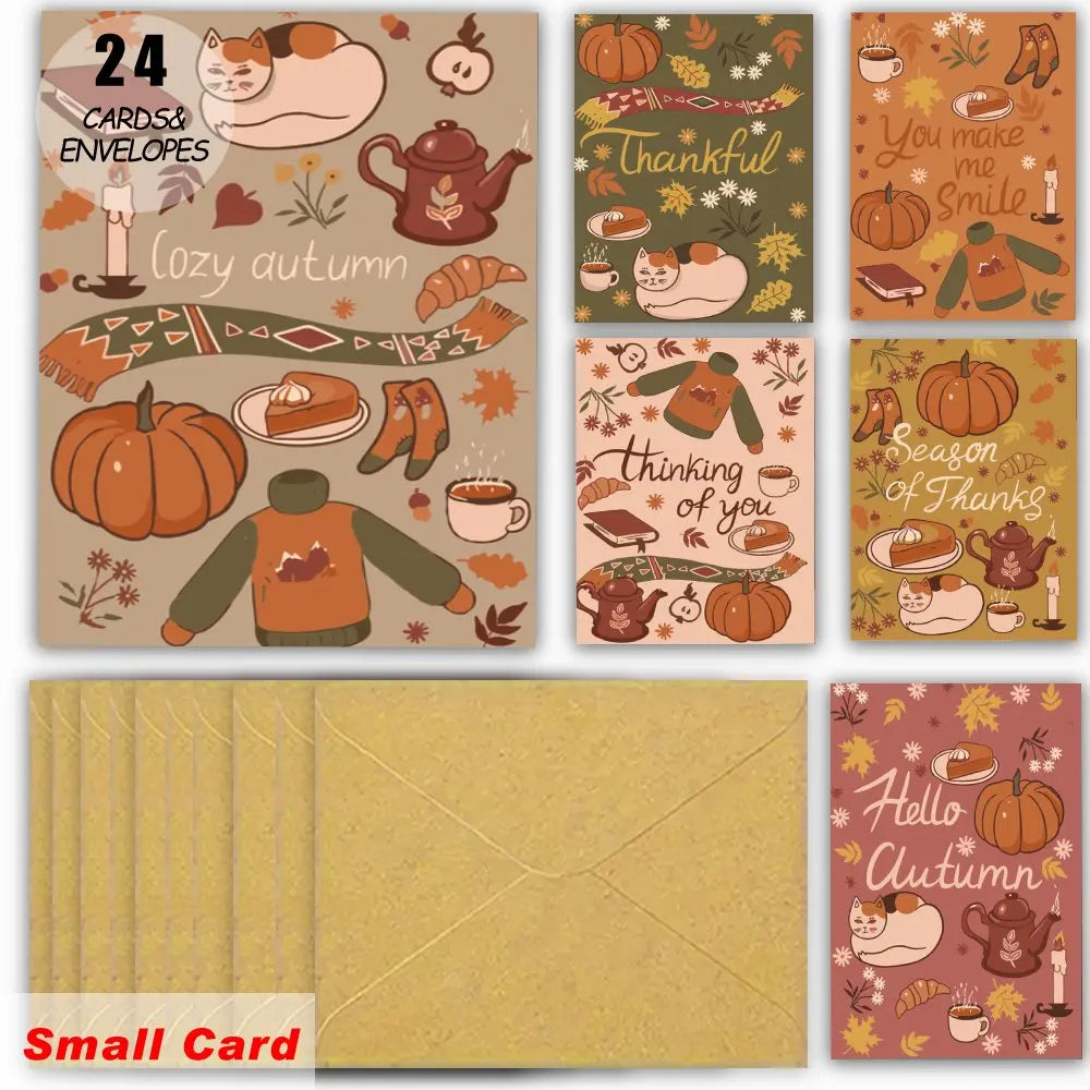 Thanksgiving cards with envelopes,autumn pumpkin