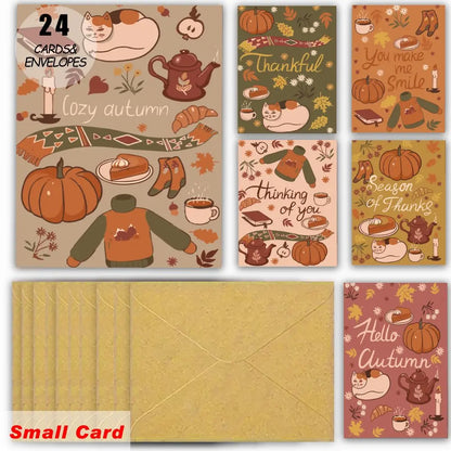 Thanksgiving cards with envelopes,autumn pumpkin