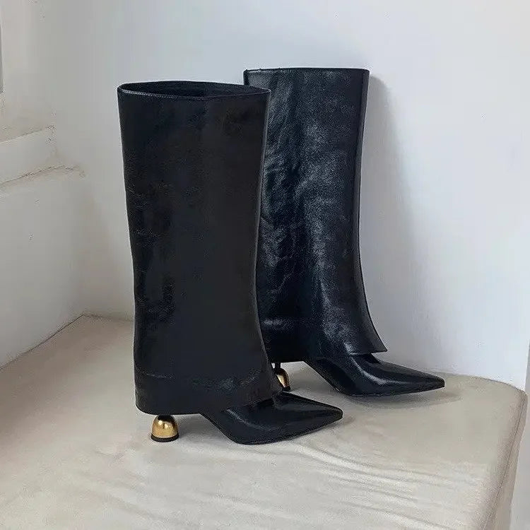 Plus Size Long Tube Boots Women's Fashion Boots Pure Color