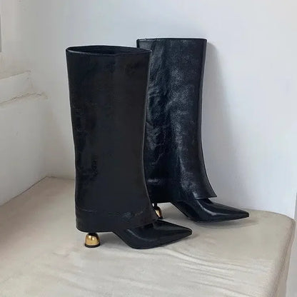 Plus Size Long Tube Boots Women's Fashion Boots Pure Color