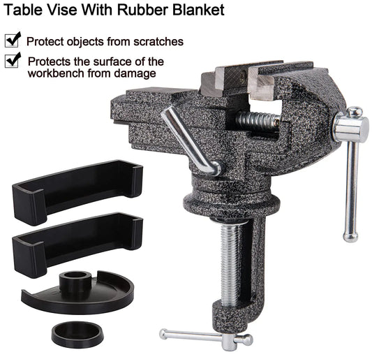 Multi Functional Heavy Table Clamp Mini Aluminum Bench Vise Jaw Anti Slip Versatile Vice Jaws Tool 360 Degree Swivel Cast Iron