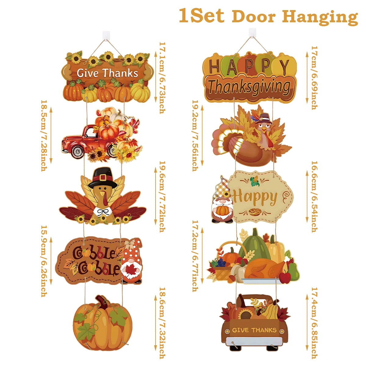Happy Thanksgiving Day Door Banner Autumn Vine Wreath