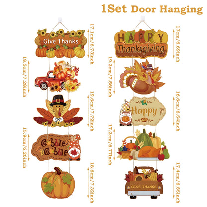 Happy Thanksgiving Day Door Banner Autumn Vine Wreath