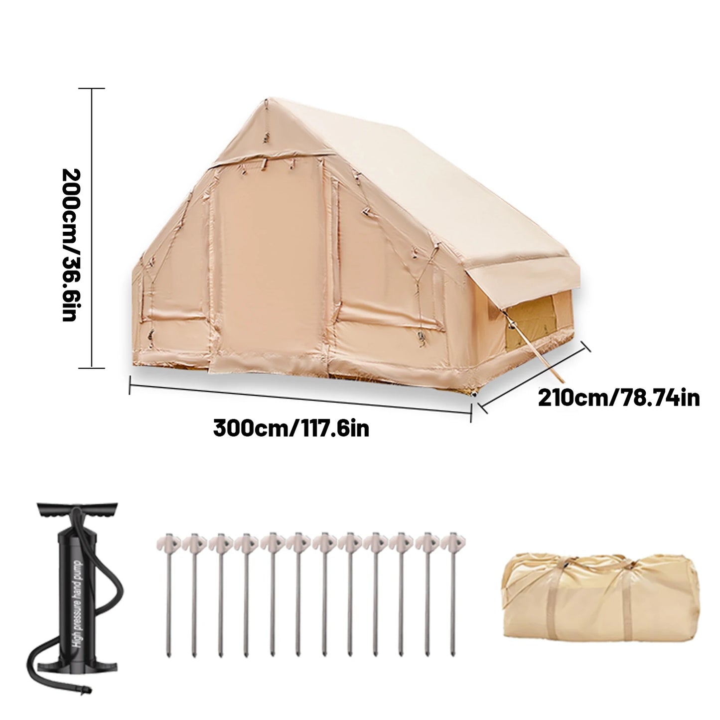Inflatable camping tent 4-8 people with windows portable