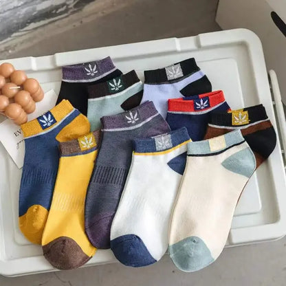 5-20 Pairs Unisex Color Block Side Label men Boat Socks Soft Comfortable Breathable Odor Proof Sports Style Casual Couple Socks