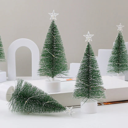 Mini Christmas Trees with LED Light Decor Tabletop Crafting DIY
