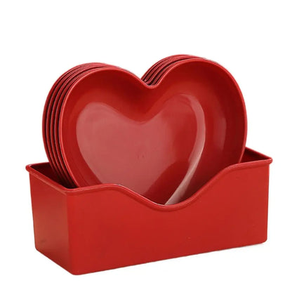 5/10Pcs Multi-Purpose Plastic Red Love Plate Heart-shaped Creative Love Fruit Plate Durable Reusable Snack Love Tray Cake Plate