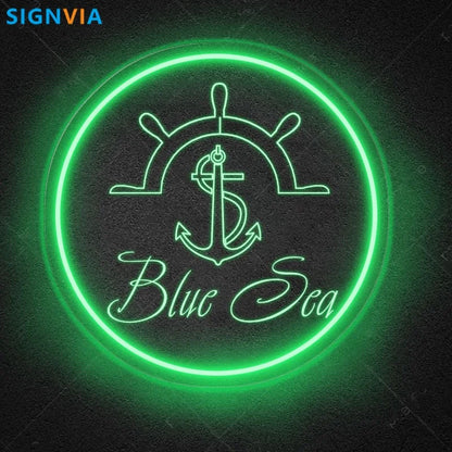 Custom "BLUE SEA" Anchor Nautical Shipboard Neon Sign